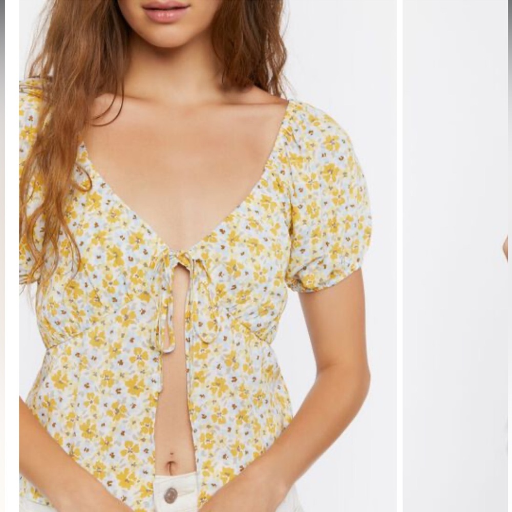Tie-front Floral Print Crop Top